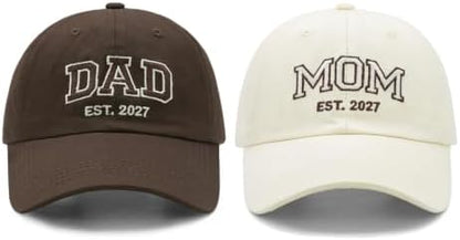 Waldeal Mom and Dad Est 2027 Hats, New Parents Gifts, Matching