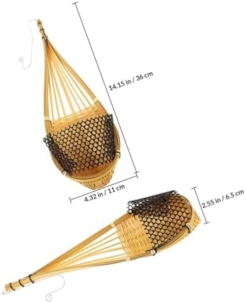 4pcs Woven Orchid Hanging Basket with Metal Hook, Yellow Wall Decor