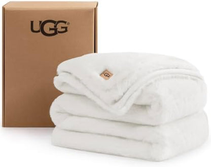 UGG Euphoria Throw Blanket, Plush Faux Fur Blanket, 50" x 70", White