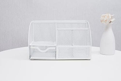 Annova Mesh Desk Organizer Office with 7 Compartments + Drawer/Desk