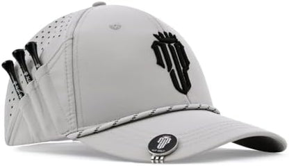 NJF Golf Performance Hats for Men with Tee Holder & Magnetic Ball