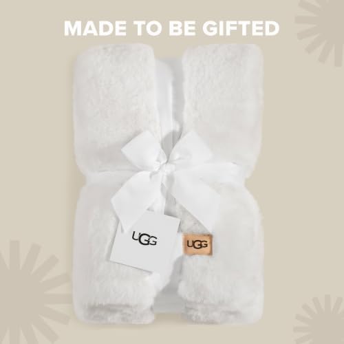 UGG Euphoria Throw Blanket, Plush Faux Fur Blanket, 50" x 70", White