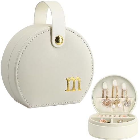 COLLECTIVE HOME Small Travel Jewelry Case for Women, Detachable Handle