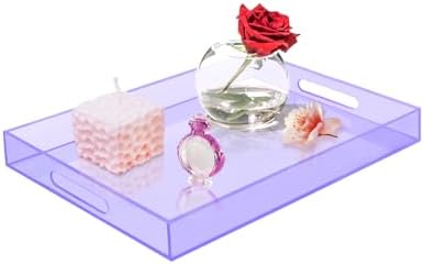 SetGame Acrylic Serving Tray with Handles, Bathroom Storage Trays
