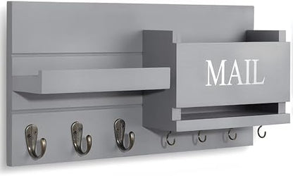 Wall Mount Mail Organizer – Key Holder with Shelf, Letter Holder &