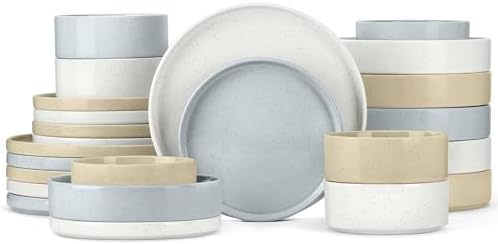 Herogo Dinnerware Dishes Sets with Salad Bowls, 24 Piece Plates and