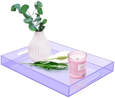 SetGame Acrylic Serving Tray with Handles, Bathroom Storage Trays