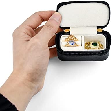 Luxury Mini Travel Ring Box Leather jewelry Case Organizer