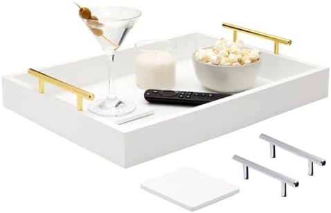 Juvale Ottoman Tray with Coasters & Interchangeable Gold & Silver