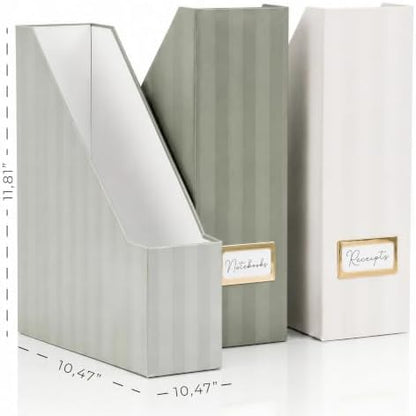 Beautiful Magazine Holder Set of 3 - Sturdy File Holder for Desk or
