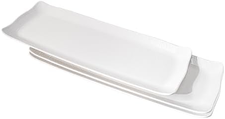 TP 16" Melamine Serving Platters Set of 3, White Rectangular Trays