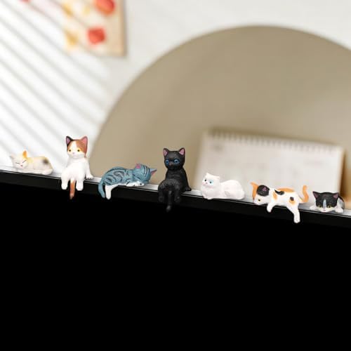 12 Pcs Cat Car Decor Dashboard Accessories, Mini Cat Figurines Cute