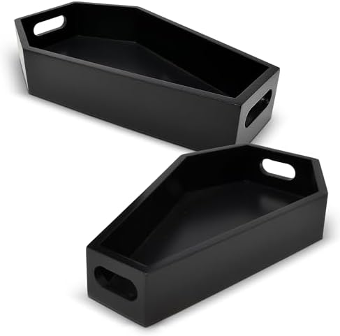 Gift Boutique Halloween Coffin Serving Trays Set of 2 Sizes Black Wood