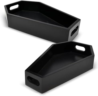 Gift Boutique Halloween Coffin Serving Trays Set of 2 Sizes Black Wood