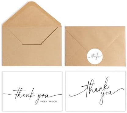 SPIRITDUST 52-pack Thank You Cards Bulk with Kraft Envelopes &