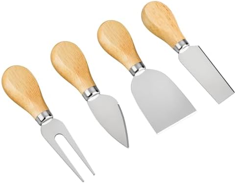 4 Cheese Knives Set - Cheese Knife,Cheese Fork,Cheese Slicer,Butter
