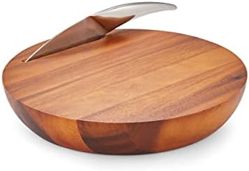 nambe Harmony Cheese Board with Knife | Made of Acacia Wood and
