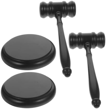 Wooden Judge Gavel Set with Base for Office Desk Display