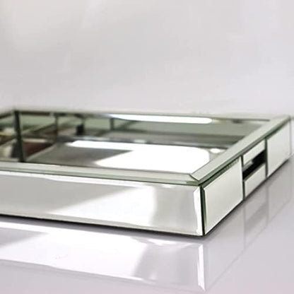 Rectangle Silver Mirror Decorative Tray Size 11” Length x 14” Width x