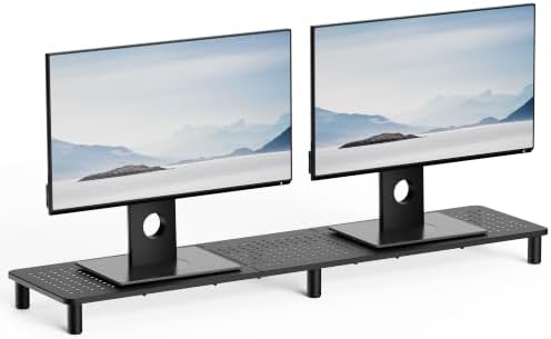 Husky Mounts Large Dual Monitor Stand Riser, Adjustable Legs, 39" x