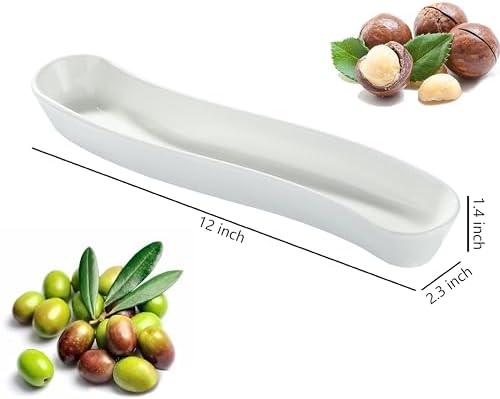 2 Pack Olive Dish, 12 inch Ceramic Tray for Appetizers Crackers and