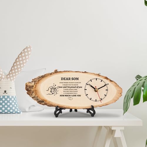 BeauGift Gifts for Son, Wooden Clock Son Birthday Gifts from Mom Dad