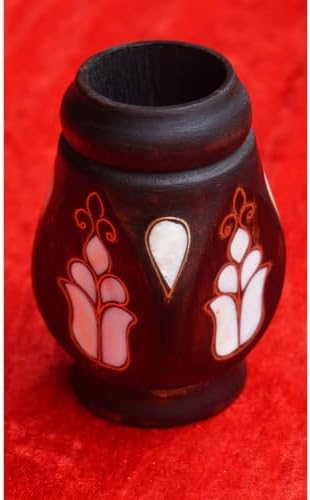 SODEF Handmade Wooden Pen Holder Walnut Wood with Mother of Pearl