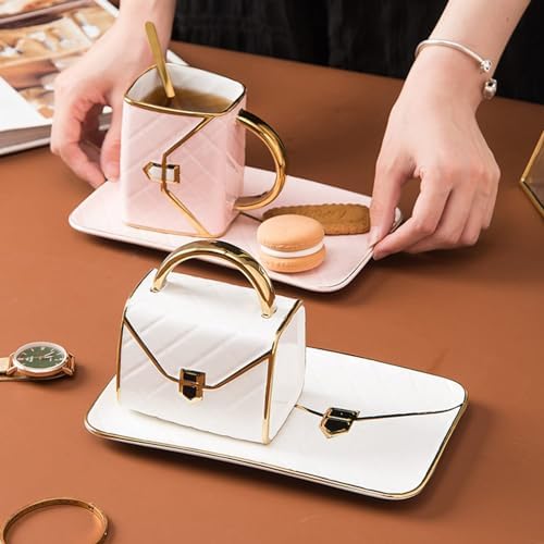 YnsfreeCeramic Purse Coffee Mugs Set Tea Cup Unique Bag shaped mug and