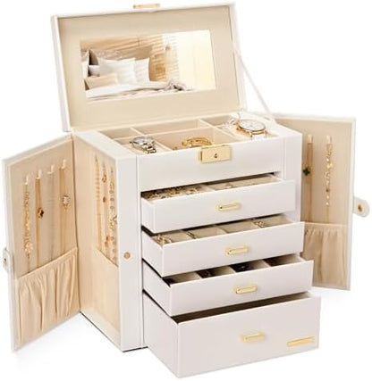 Homde Large Jewelry Box for Women: 5-Layer Organizer with Lock for