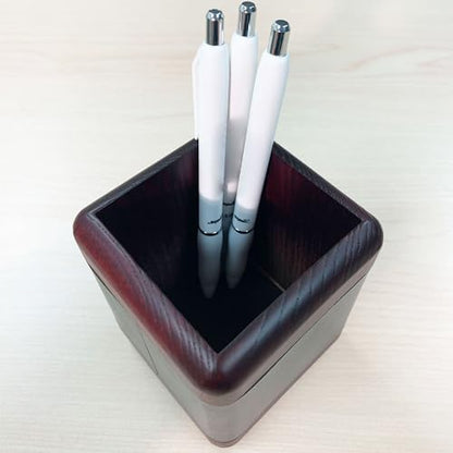 Dacasso Mahogany Rosewood and Black Leather Pencil/Pen Cup Holder for