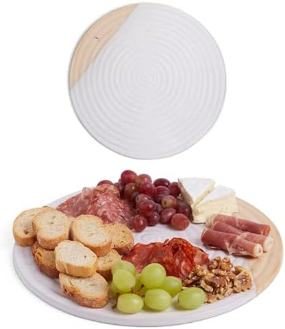 Amarcado Premium Ceramic Serving Platter, White - 12” Round