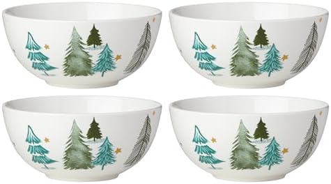 Lenox Balsam Lane 4-Piece All-Purpose Bowls, Christmas Salad Bowl Set