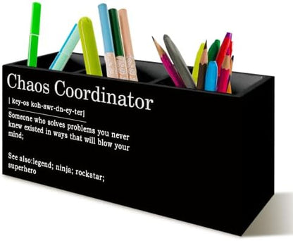 Black Chaos Coordinator Pen Pencil Holder for Desk, Thank You Gifts