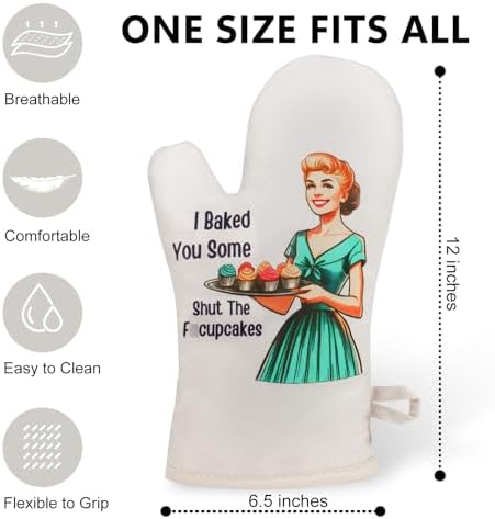 Miracu Funny Oven Mitts for Women, Cute Oven Mitt Set, Fun Kitchen
