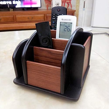 Revolving Remote control caddy,Wooden pen holder for desk office