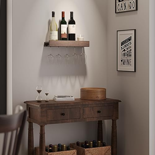 Rustic State Smith Wall Mounted Wood Floating Wine Bottle Rack with