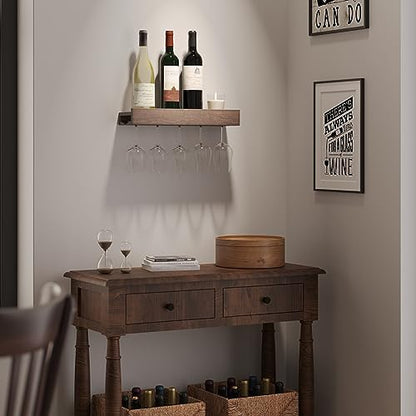 Rustic State Smith Wall Mounted Wood Floating Wine Bottle Rack with
