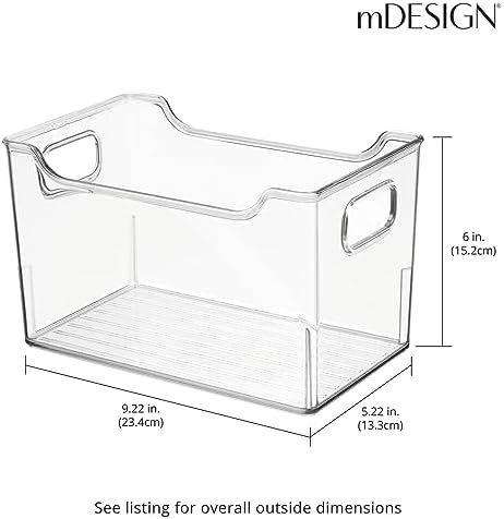 mDesign Deep Plastic Office Storage Bins with Handles for Organization