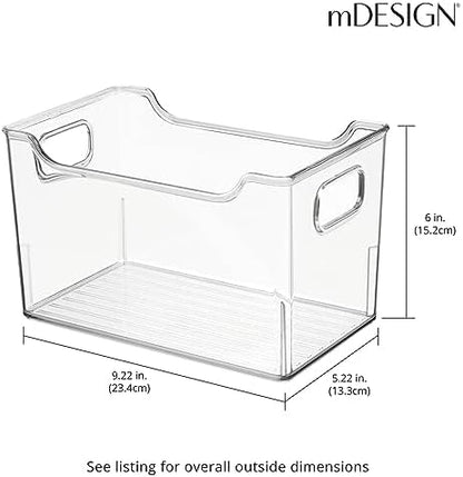 mDesign Deep Plastic Office Storage Bins with Handles for Organization