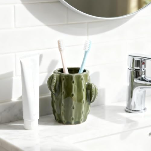 Cactus Ceramic Pencil Holder for Desk, Cute Western Office Decor