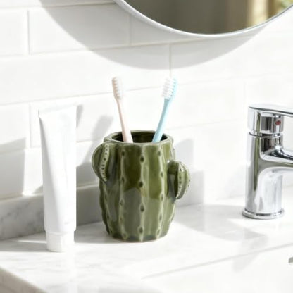 Cactus Ceramic Pencil Holder for Desk, Cute Western Office Decor