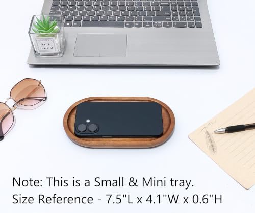 Small Wooden Tray (7.5 x 4.1 inch), Oval Mini Serving Tray