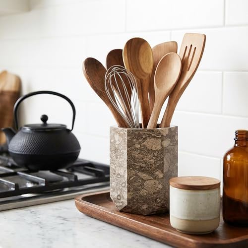 Radicaln Marble Utensil Holder Kitchen Counter, 6.5 Inch Spoon Crock