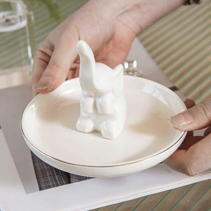 Elephant Ring Holder Dish, Ceramic Jewelry Tray Trinket Dish for