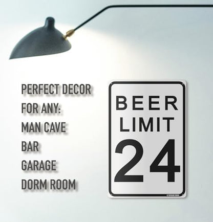 Beer Limit 12" x 8" Tin Funny Traffic Sign Man Cave Decor
