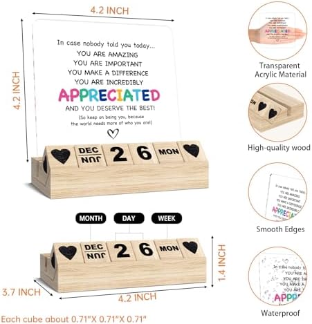 Appreciation Thank You Gifts, Inspirational Desk Decor, Wooden
