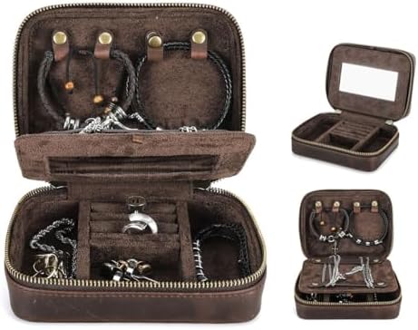CONTACTS Full Grain Leather Jewelry Box for Men Travel Jewelry