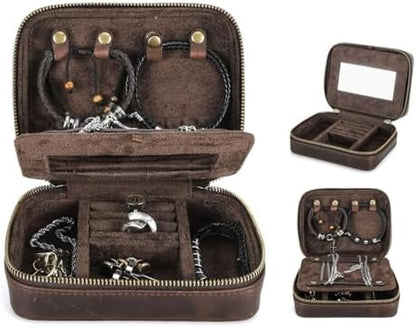 CONTACTS Full Grain Leather Jewelry Box for Men Travel Jewelry
