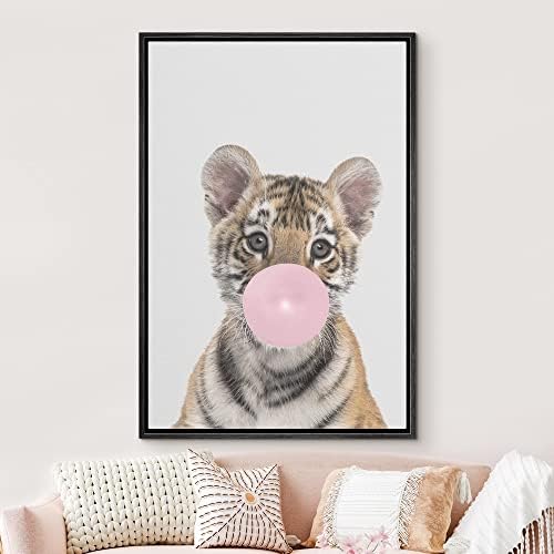 NWT Framed Canvas Print Wall Art Kids Child Bedroom Bubblegum Jungle