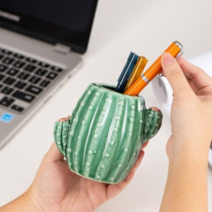 Ceramic Cactus Pen Holder Stand Cup Cactus Pencil Holder Organizer